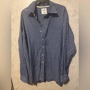 L.L Bean Plaid Blue Button Down Shirt XL